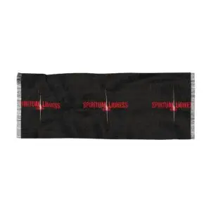Light Scarf — Black 'Spiritual Lioness' Graphic Scarf (Red Accent)