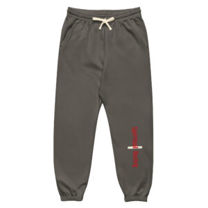 Crossside Script Sweatpants — Cozy Fleece Joggers with Red Script Cross Design